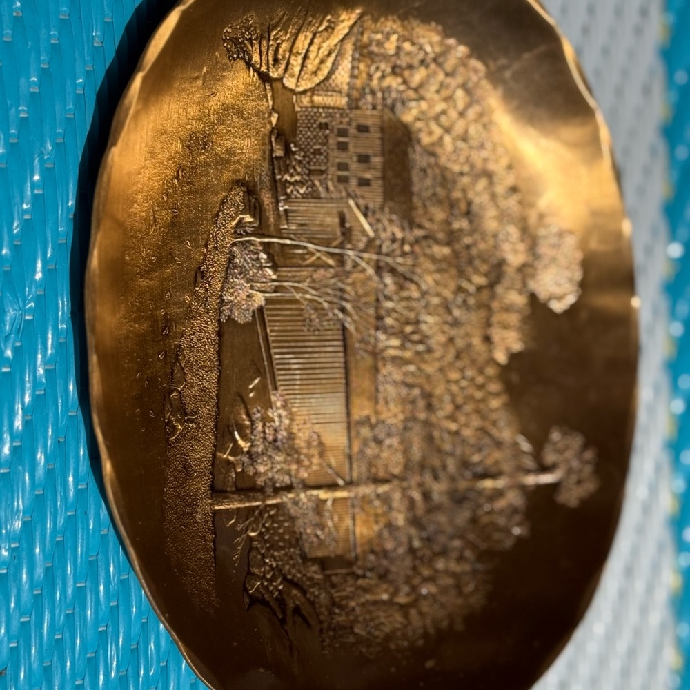 Decorative Bronze Wall Plate or Trinket Dish